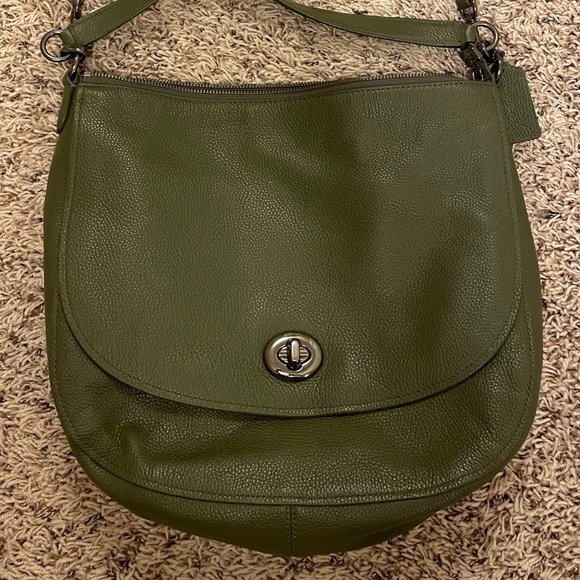 Coach Handbags - Coach Large Green Leather Crossbody
